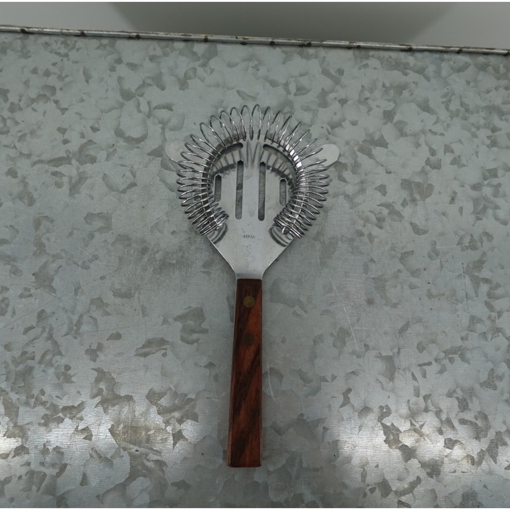 Vintage Hawthorne Cocktail Strainer Stainless Steel Wood Handle‎ Japan Barware